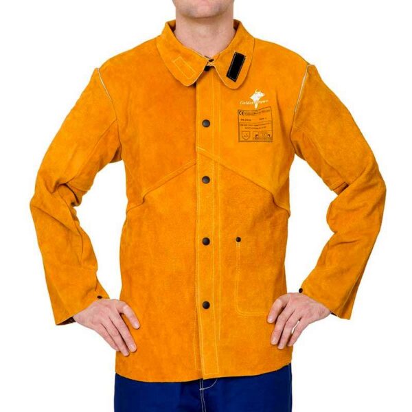 Jacheta piele cu spate din bumbac Golden Brown